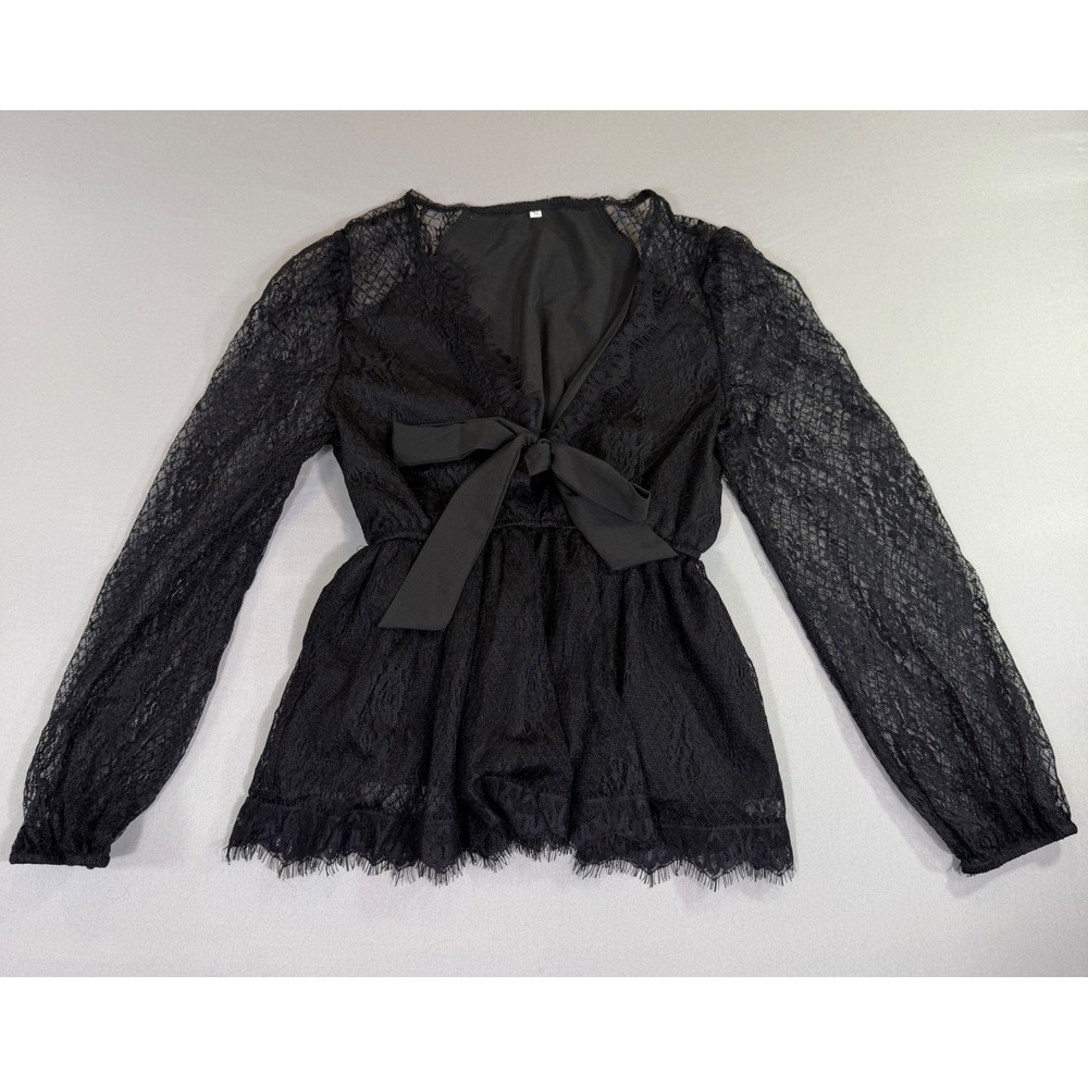 Black Lace Peplum Top Womens Small Whimsigoth Coquette Victorian Witchy Party